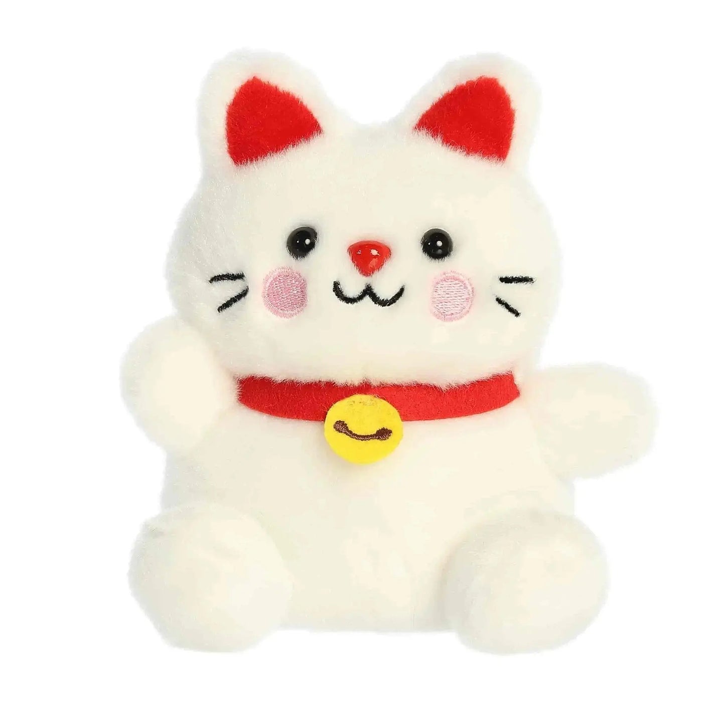 Kota Lucky Cat Palm Pal | Mini Maneki-Neko Plush Toy | 3.5" Aurora Ziya Blue