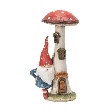 LED Gnome Garden Statue: Whimsical Mushroom House 🍄✨ Pacific Giftware Ziya Blue
