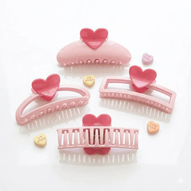 Large Pink Heart Hair Claw Clip  Ziya Blue