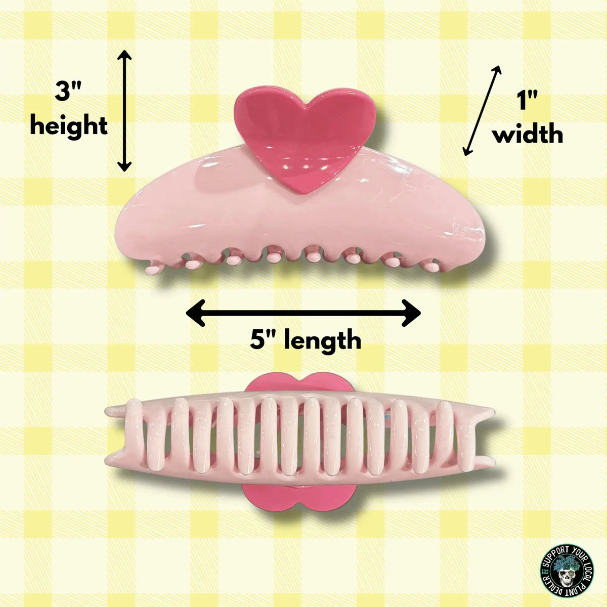 Large Pink Heart Hair Claw Clip  Ziya Blue