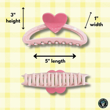 Large Pink Heart Hair Claw Clip  Ziya Blue
