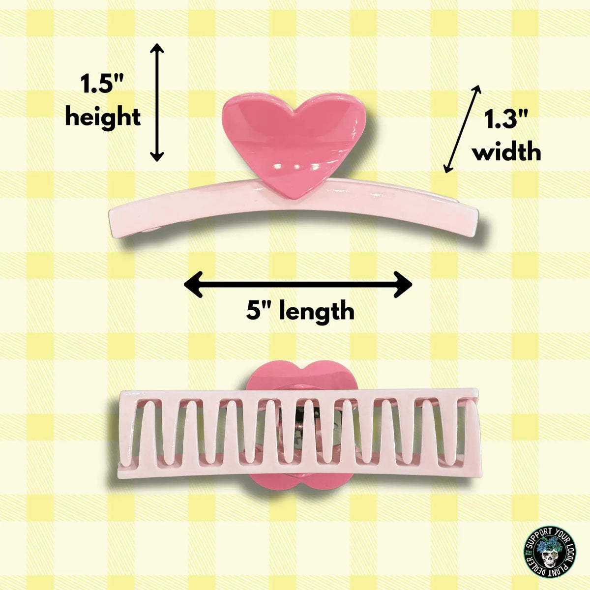 Large Pink Heart Hair Claw Clip  Ziya Blue
