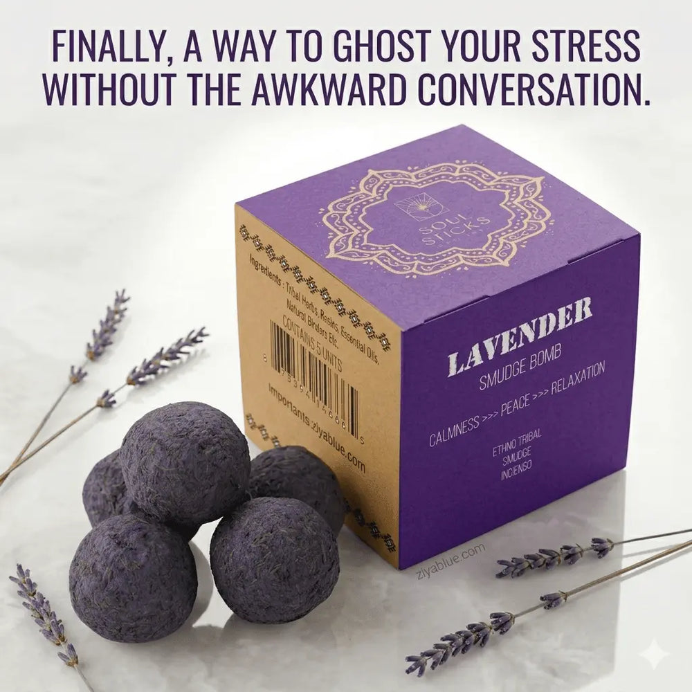 Lavender Smudge Bombs: 5-Pack Energy Cleansing Kit Designs by Deekay Inc. Ziya Blue