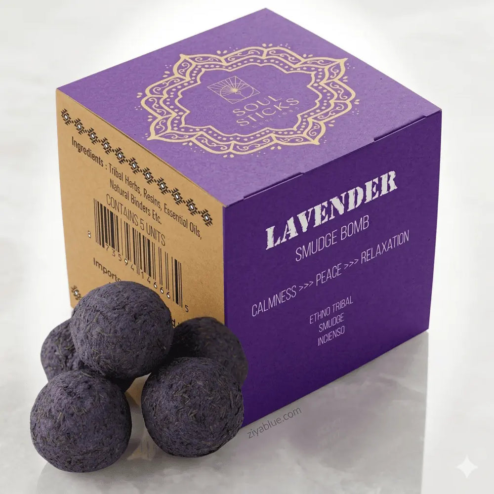 Lavender Smudge Bombs: 5-Pack Energy Cleansing Kit Designs by Deekay Inc. Ziya Blue