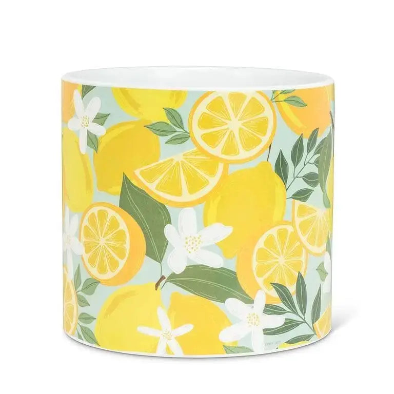 Lemon Ceramic Planter - 6.5" Mediterranean Citrus Pot Abbott Ziya Blue