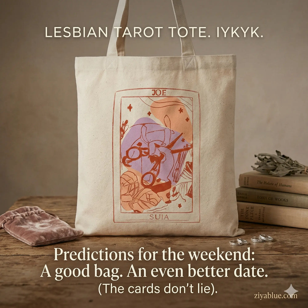 Lesbian Tarot Tote "IYKYK"  Ziya Blue