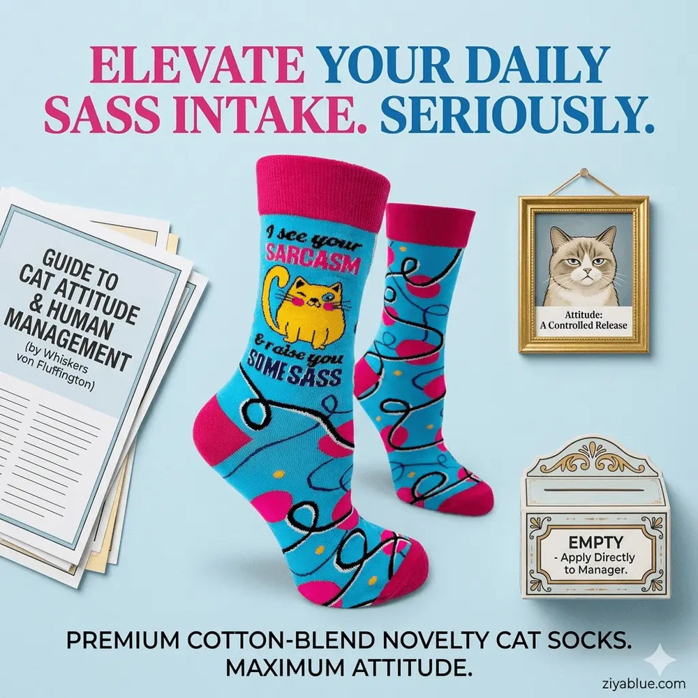 Level Up Your Attitude: Women's Sarcasm and Sass Socks Fabdaz Ziya Blue