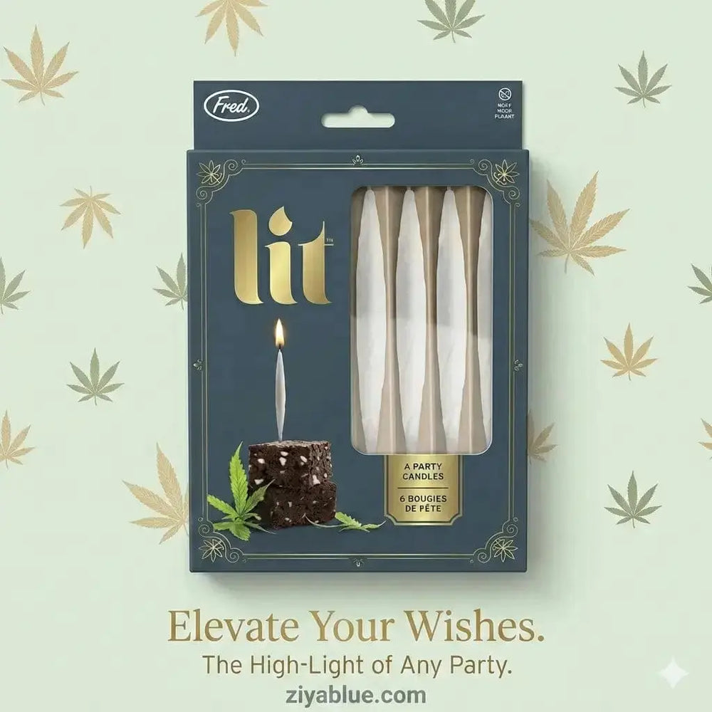 "Lit" 420-Themed Joint Shaped Birthday Candles DAVID YOUNGSON & ASSOCIATES Ziya Blue