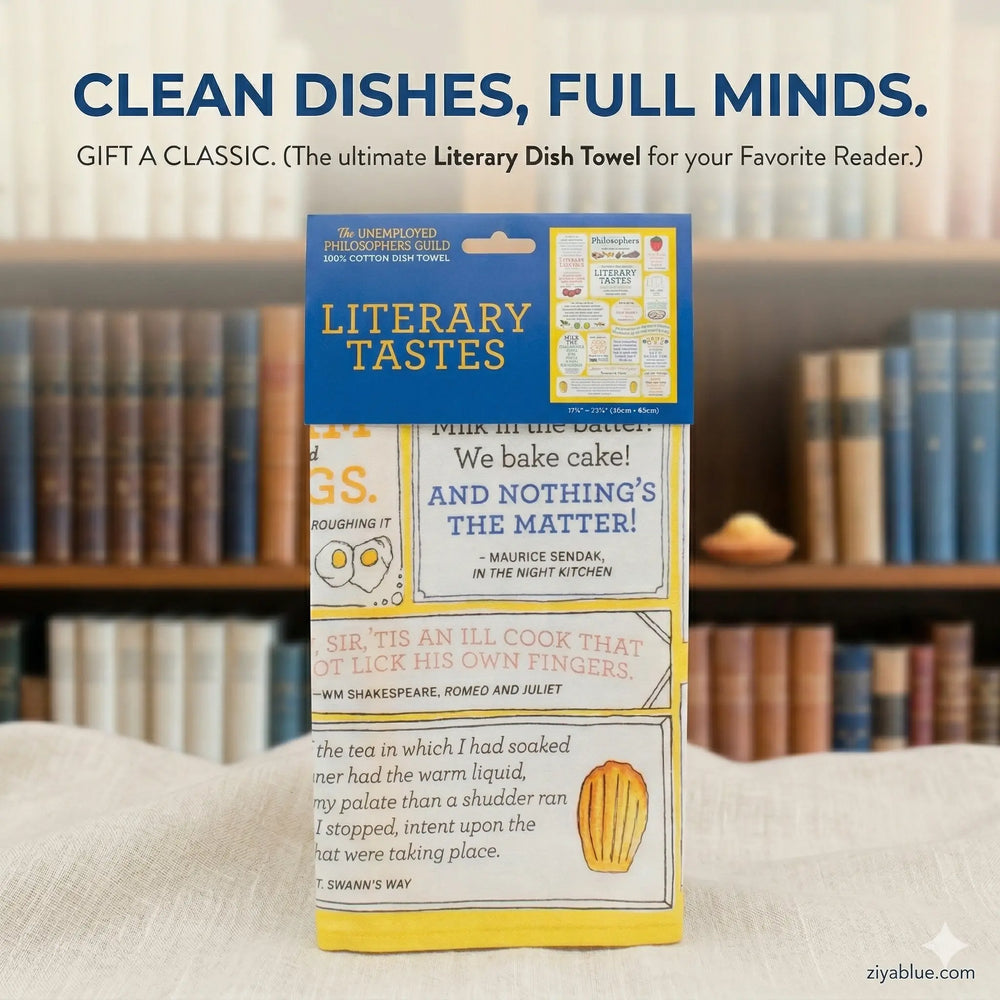 Literary Tastes Quote Towel  Ziya Blue