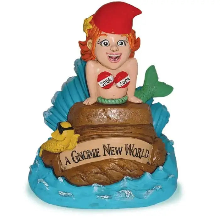 Little Mer-gnome Garden Statue: 8.5" Big Mouth Ziya Blue