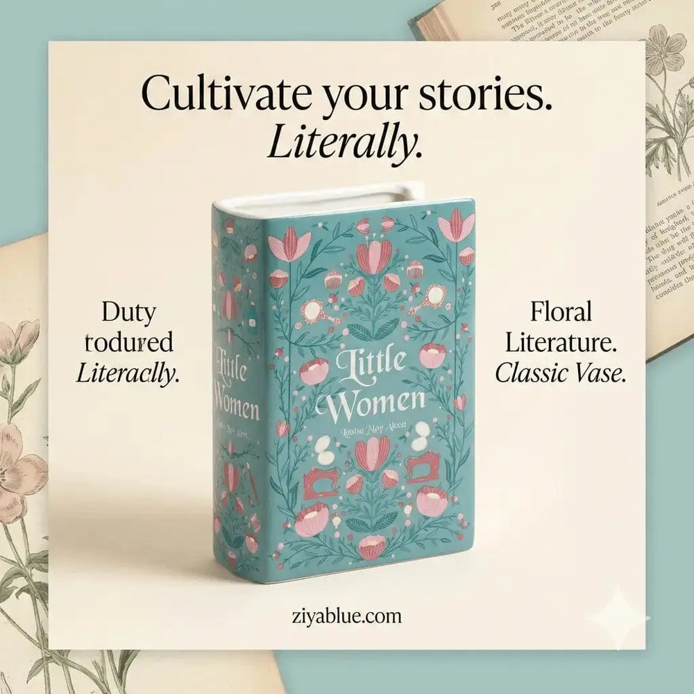 Little Women Book Vase Steel Mill Co. Ziya Blue