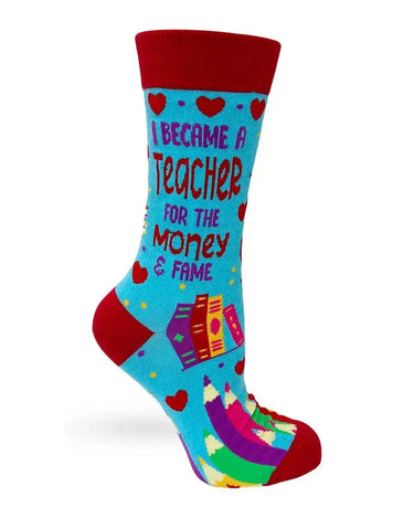 Living the High Life: Teacher Money and Fame Socks Fabdaz Ziya Blue