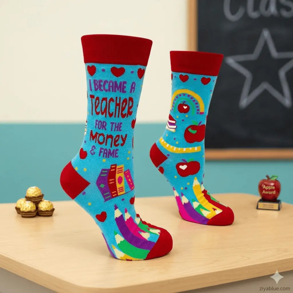 Living the High Life: Teacher Money and Fame Socks Fabdaz Ziya Blue