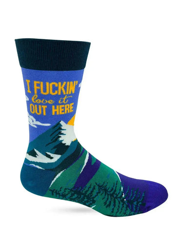 Love It Out Here Men's Crew Socks Fabdaz Ziya Blue