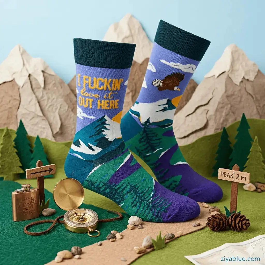 Love It Out Here Men's Crew Socks Fabdaz Ziya Blue