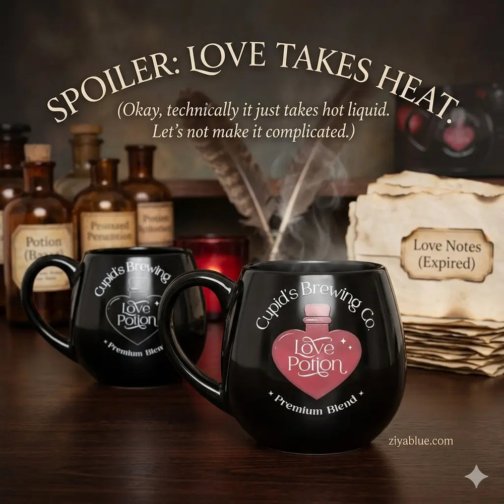 Love Potion Heat Change Mug - 450ml Magic Color Morphing Cup  Ziya Blue
