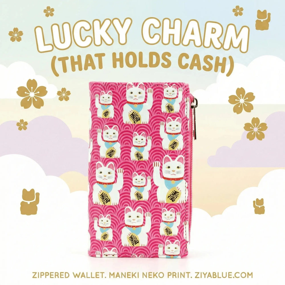 Lucky Cat Wallet – The "Purr-fectly" Organized Maneki-neko Charm COMECO INC Ziya Blue