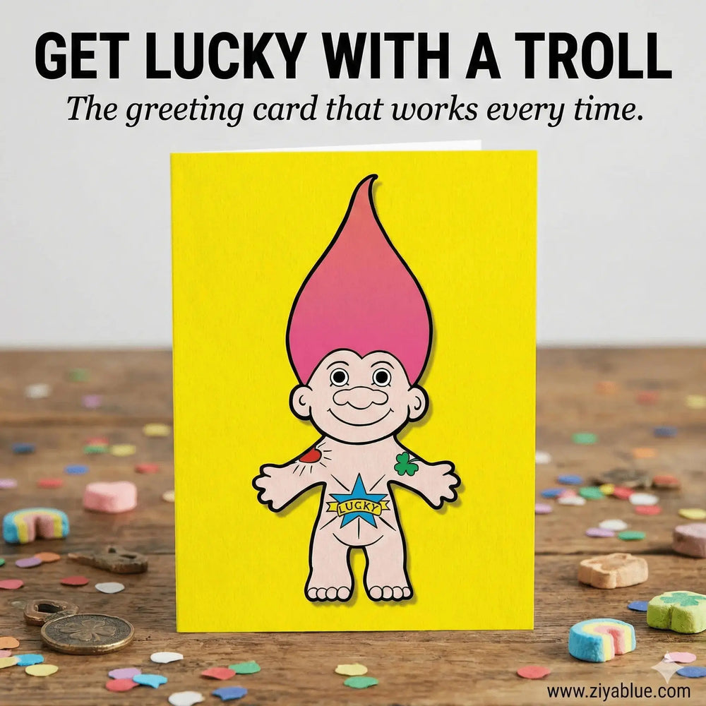 Lucky Troll Card Bite Your Granny Ziya Blue