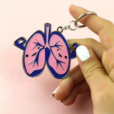 Lung Keychain: Funny Anatomical Charm I Heart Guts Ziya Blue