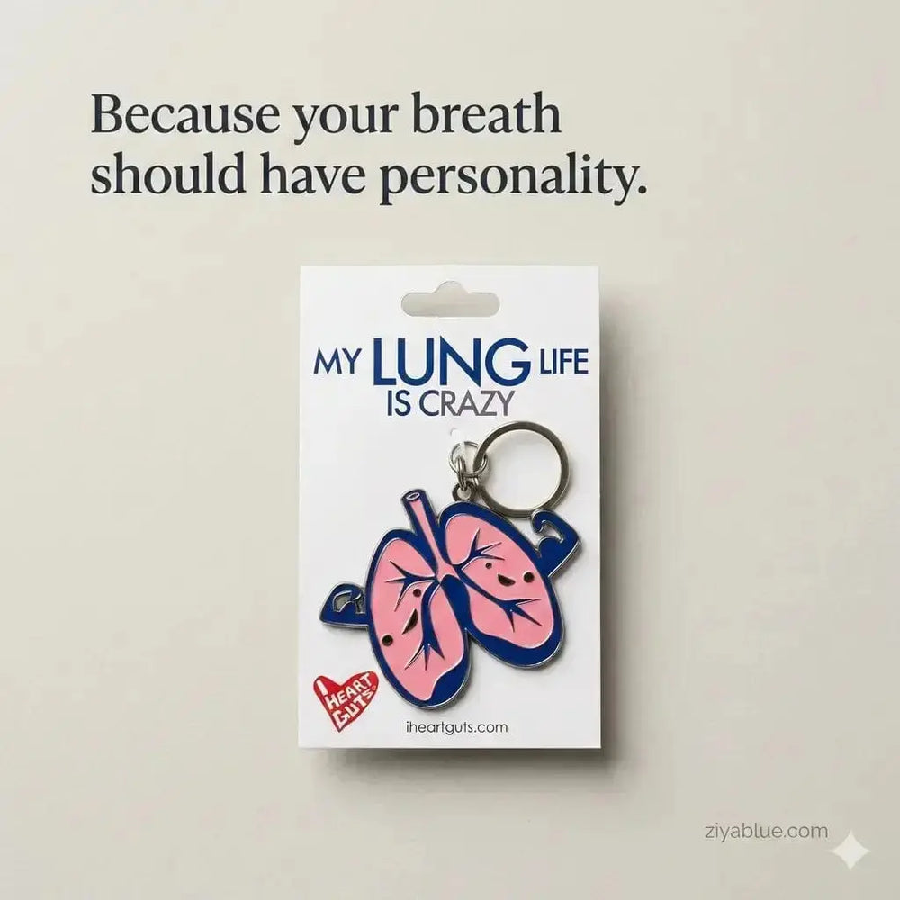 Lung Keychain: Funny Anatomical Charm I Heart Guts Ziya Blue