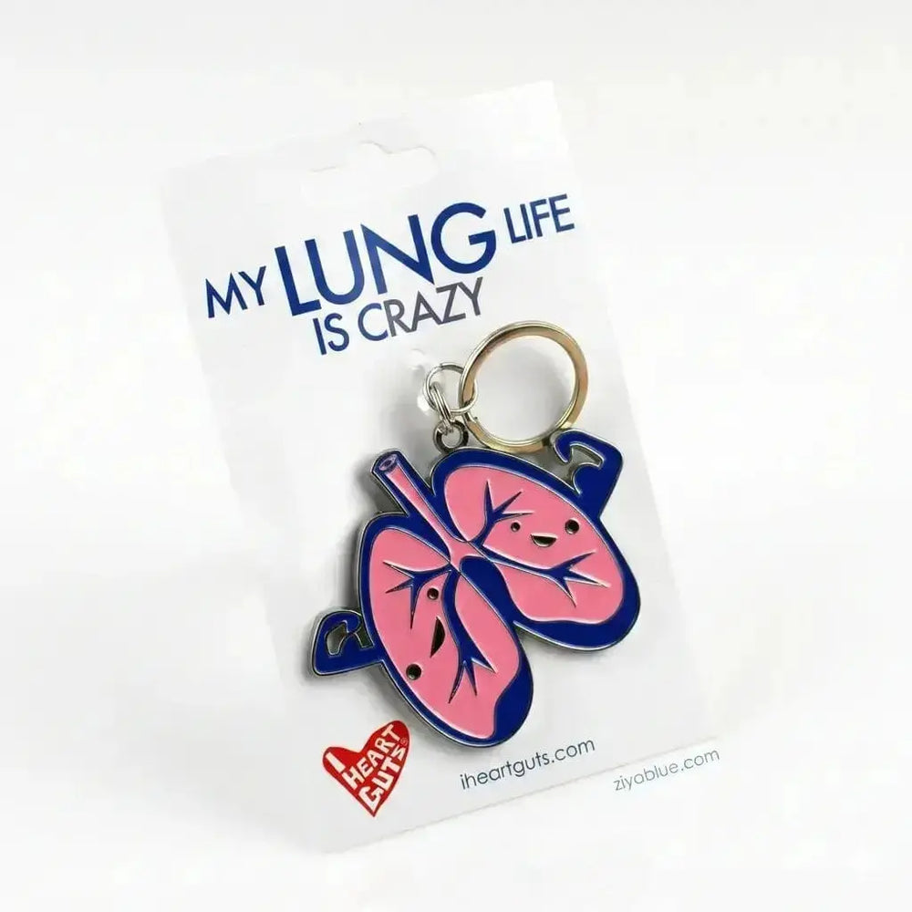 Lung Keychain: Funny Anatomical Charm I Heart Guts Ziya Blue