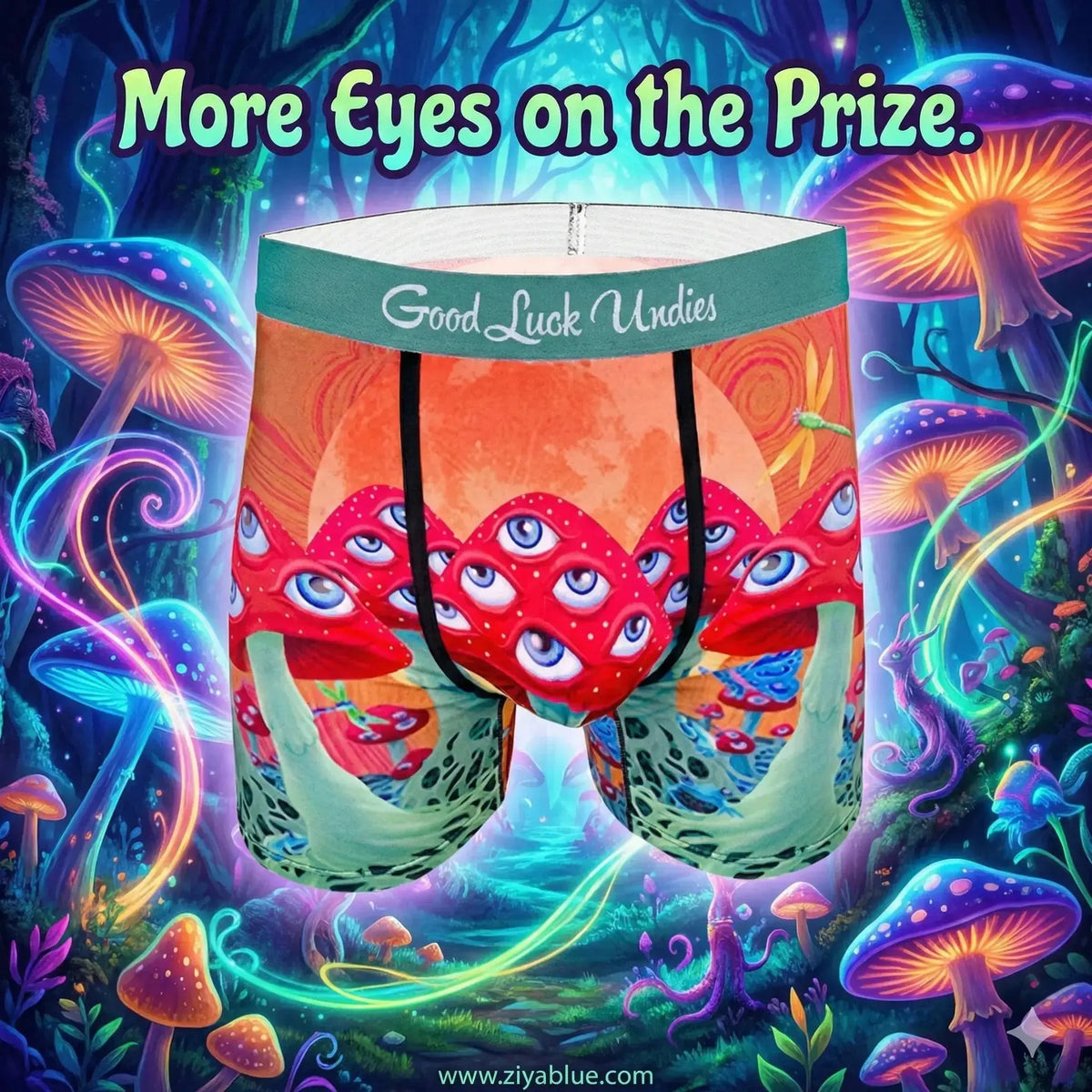 Magic Mushroom Boxer Briefs: A Trippy Gift Good Luck Sock Ziya Blue
