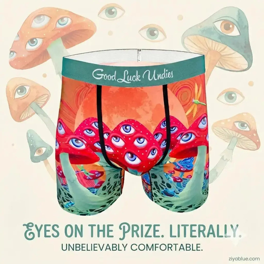 Magic Mushroom Boxer Briefs: A Trippy Gift Good Luck Sock Ziya Blue