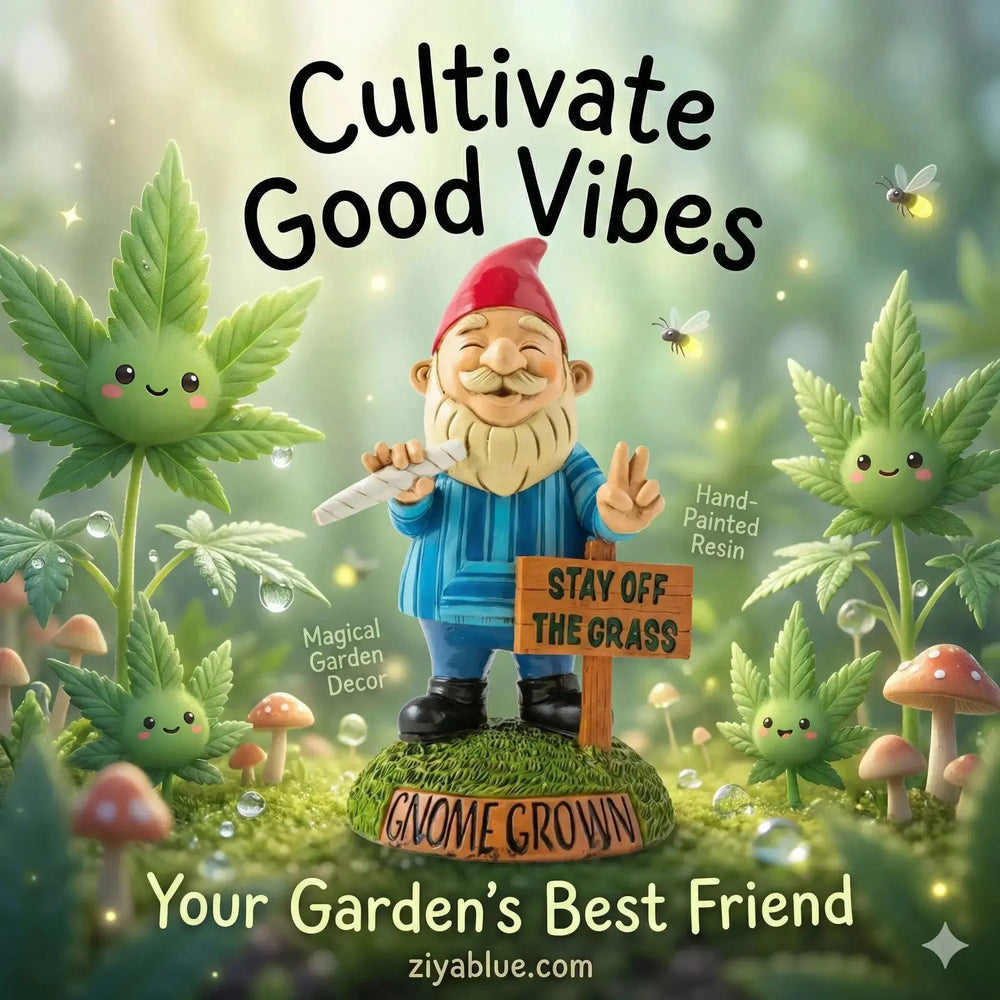 Marijuana Garden Gnome Statue: Funny Lawn Decor Big Mouth Ziya Blue