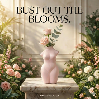Marta Pink Woman Ceramic Vase Truu Designs Ziya Blue