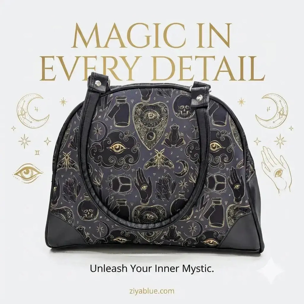 Masonic Esotericism Bowler Purse: Gothic Mystery Shady Front Ziya Blue