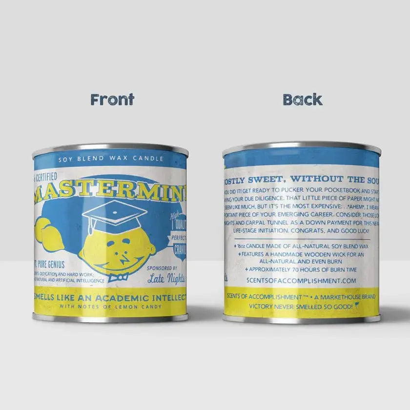 Mastermind Graduate Candle 16oz. scents of accompliments Ziya Blue