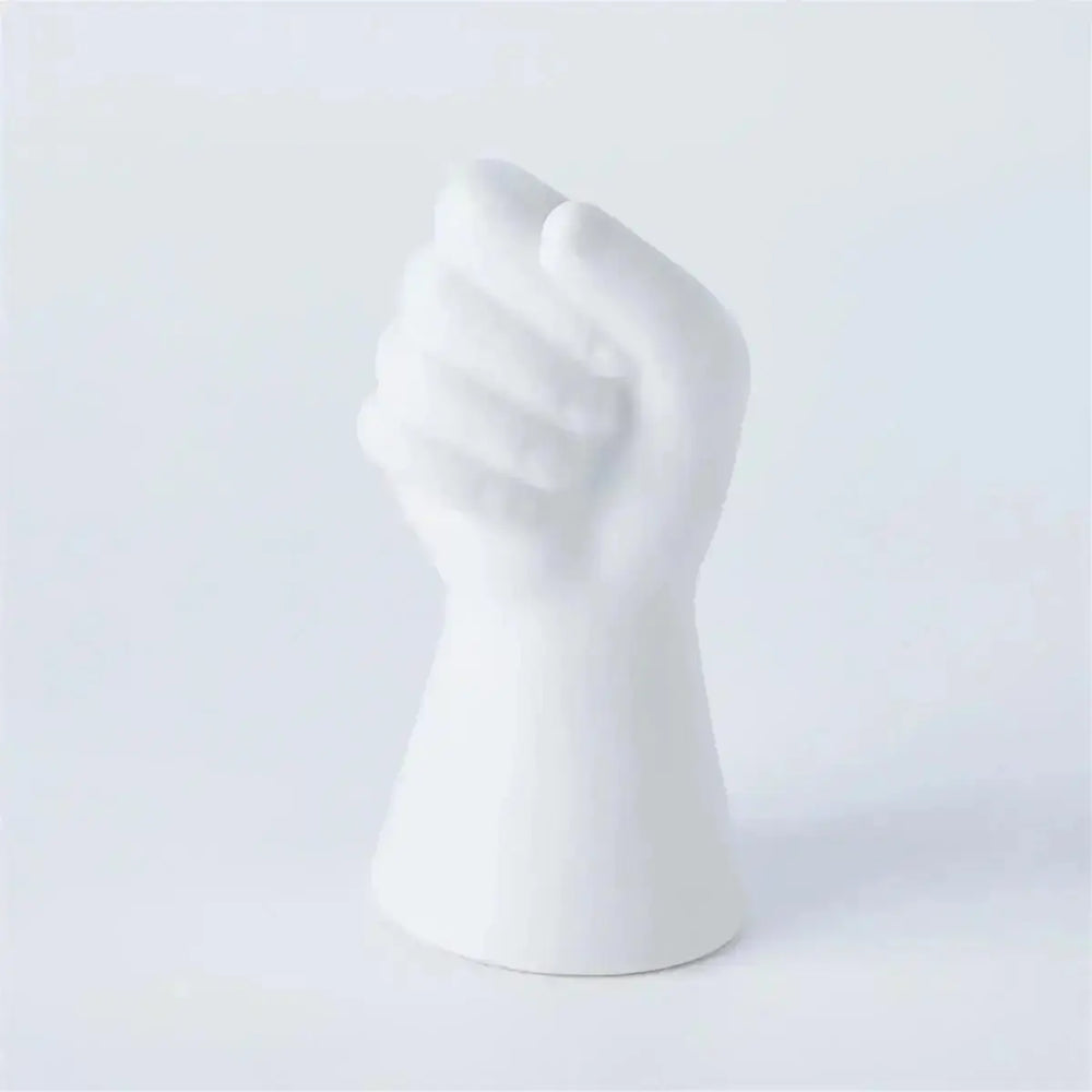 Matte White Ceramic Grasping Hand Taper Candle Holder Truu Designs Ziya Blue