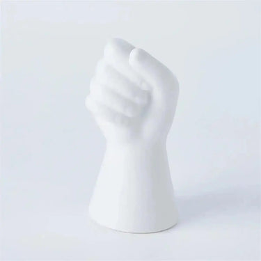 Matte White Ceramic Grasping Hand Taper Candle Holder Truu Designs Ziya Blue