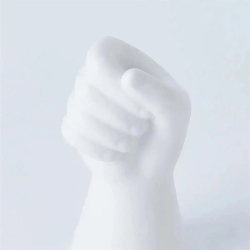 Matte White Ceramic Grasping Hand Taper Candle Holder Truu Designs Ziya Blue