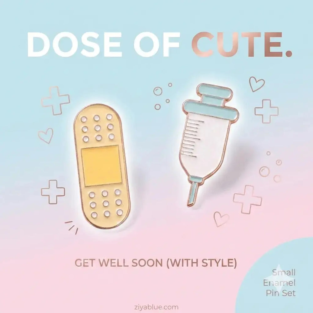 Medical Enamel Pins | Syringe & Bandage Lapel Badges Ziya Blue Ziya Blue