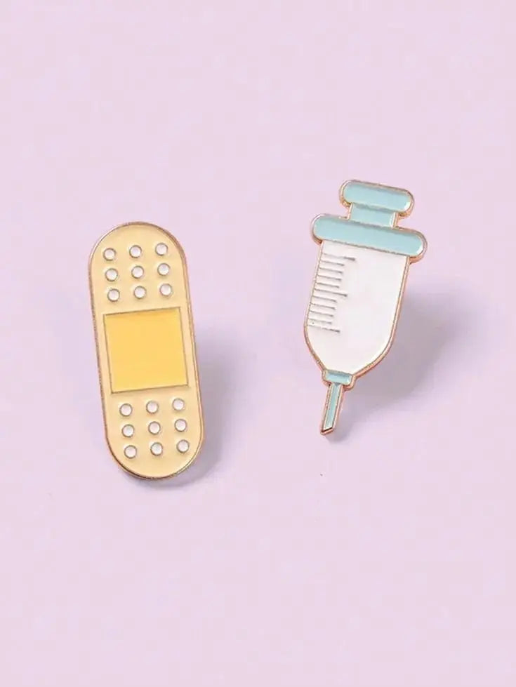 Medical Enamel Pins | Syringe & Bandage Lapel Badges Ziya Blue Ziya Blue