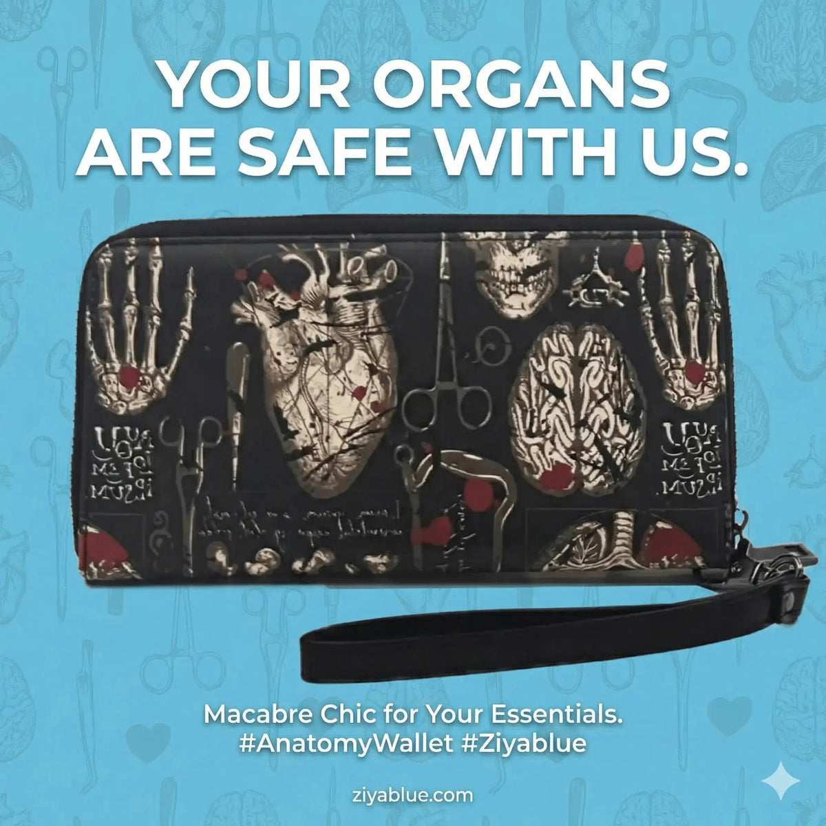 Medical Morbidity Wristlet - Anatomical Scalpel Edition Shady Front Ziya Blue