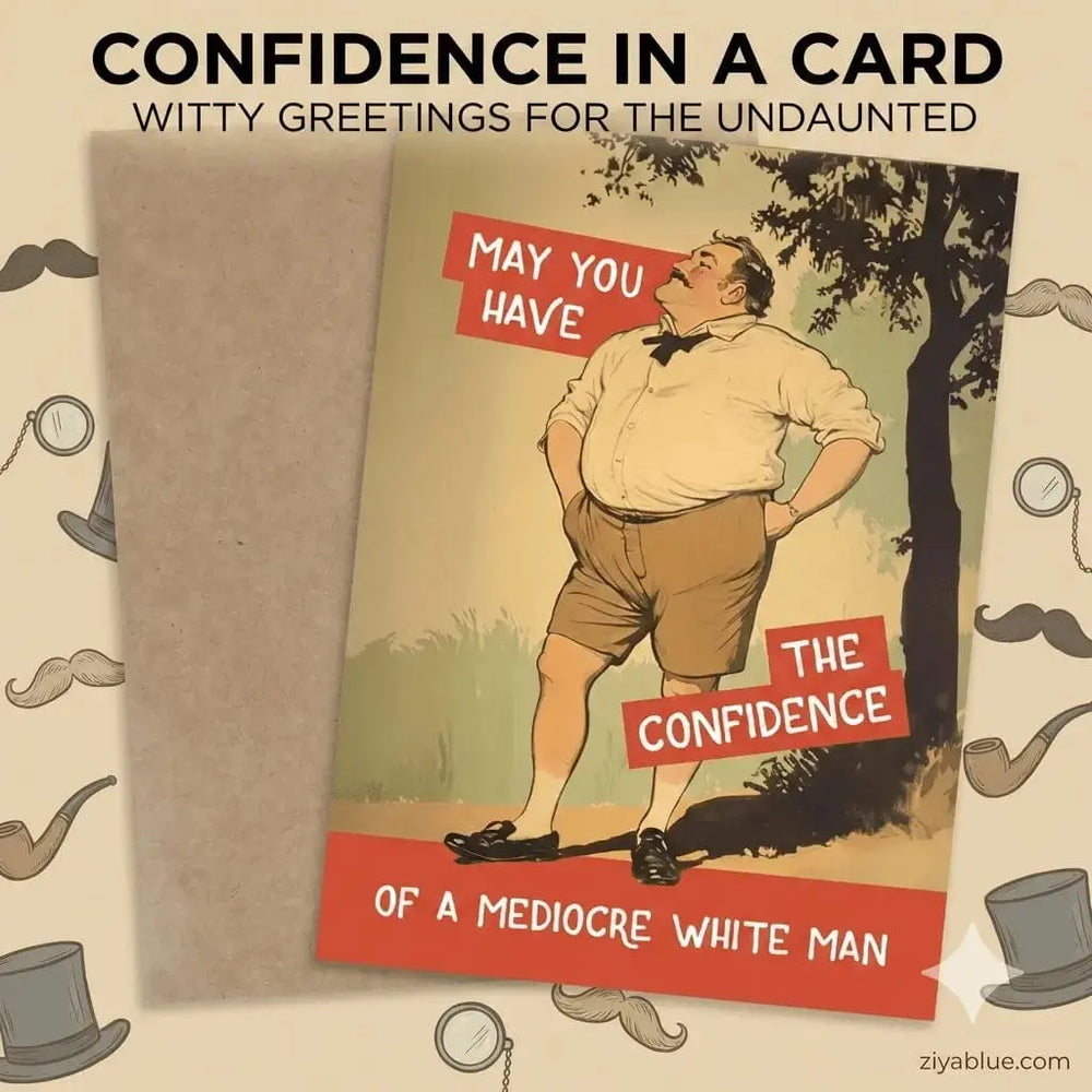 "Mediocre White Man" Card | Funny Motivational Gift Bad Betty Greeting Co. Ziya Blue