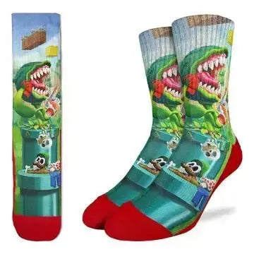 Men's Plants Eating Plumbers Socks: Level Up Good Luck Sock Ziya Blue