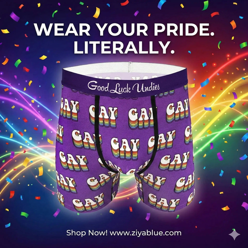 Men's Pride Rainbow Underwear – The "Good Luck" Comfort Boxer Good Luck Sock Ziya Blue