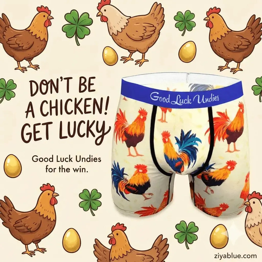 Men's Roosters Underwear – The "Rise and Shine" Boxer Good Luck Sock Ziya Blue