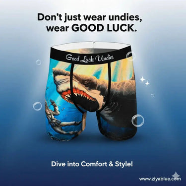 Men's Shark Attack Underwear – The "Apex Predator" Comfort Boxer Good Luck Sock Ziya Blue