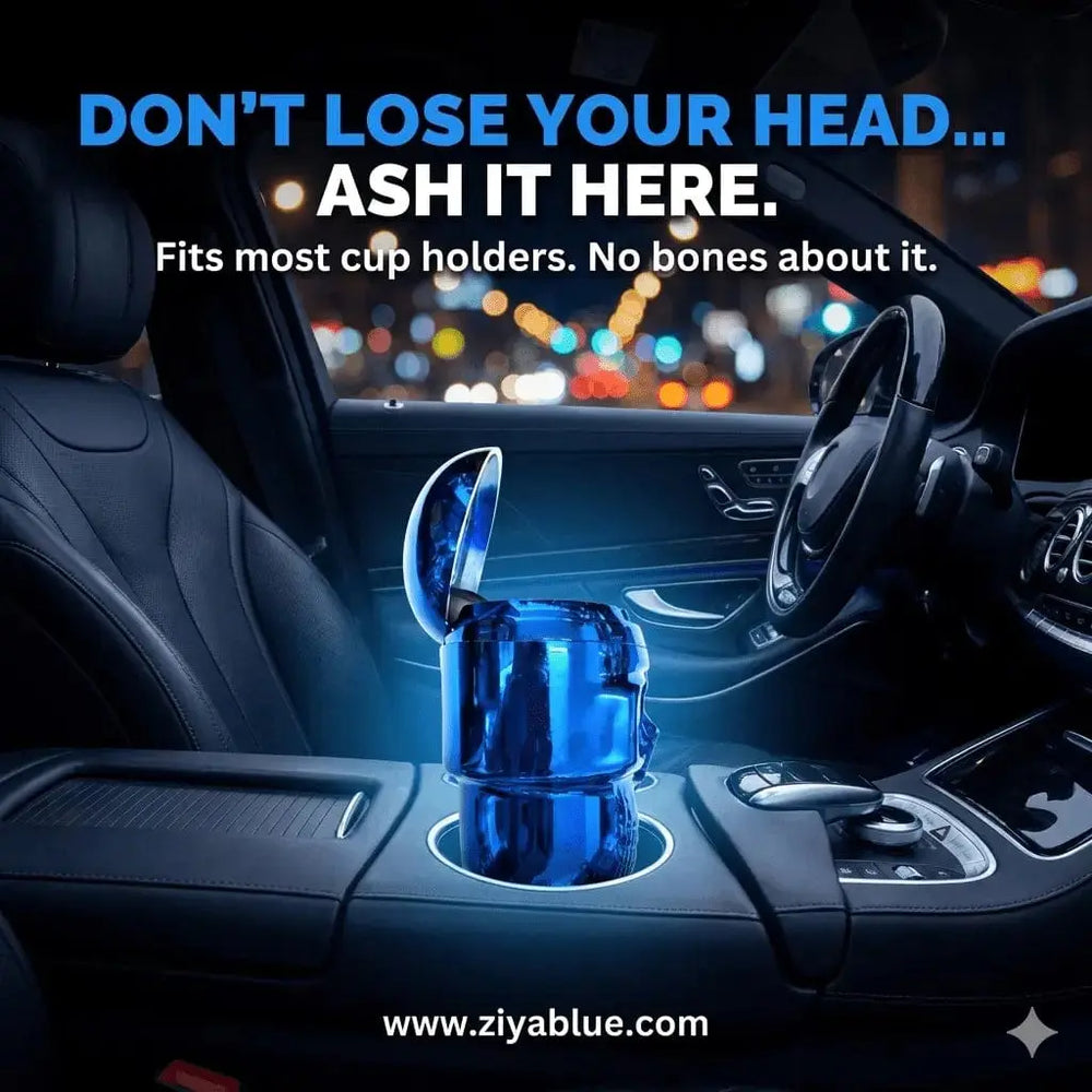 Metallic Glow-in-the-Dark LED Skull Ashtray Ziya Blue Ziya Blue