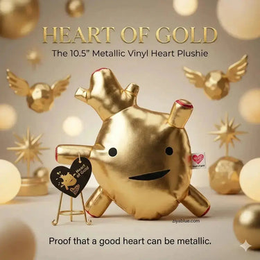 Metallic Heart Plushie | 10.5" Vinyl Heart of Gold I Heart Guts Ziya Blue