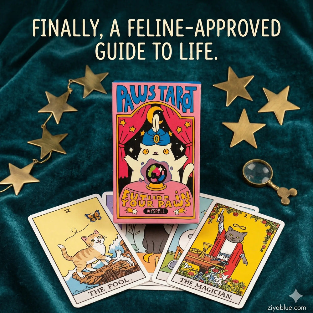 Mini Cat Tarot Deck | Paws 78-Card Set  Ziya Blue