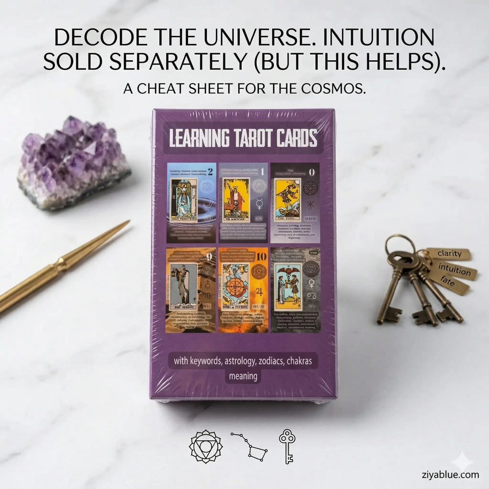 Mini Learning Tarot Cards | Educational Beginner Deck with Keywords  Ziya Blue