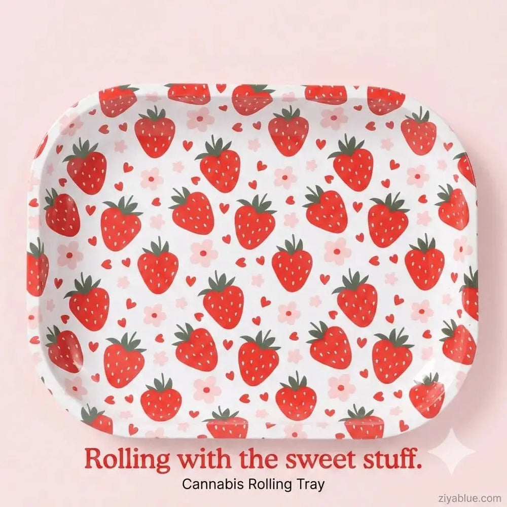Mini Metal Rolling Tray: Strawberry Love Design Ziya Blue Ziya Blue