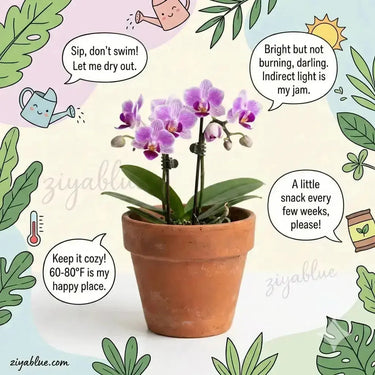 Mini Phalaenopsis Orchid: The 2.5" Drama-Free Desk Diva  Ziya Blue