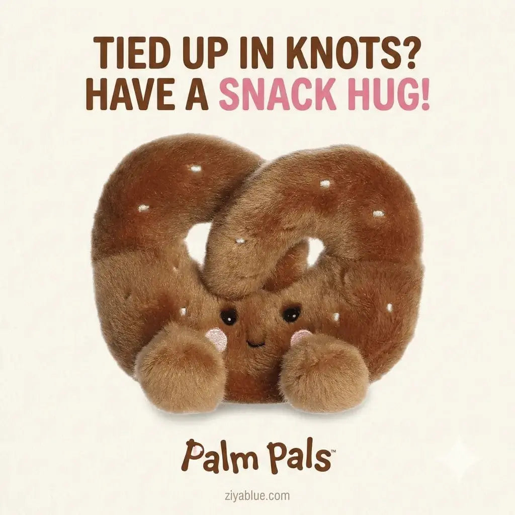 Mini Pretzel Plush Toy | Twist Pretzel Palm Pal | 3.5" Aurora Ziya Blue