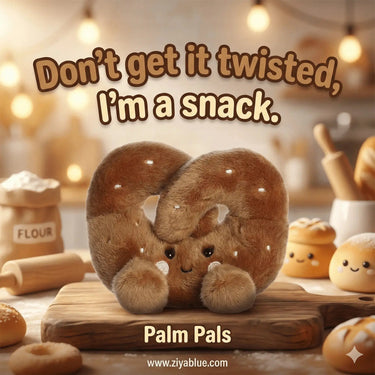 Mini Pretzel Plush Toy | Twist Pretzel Palm Pal | 3.5" Aurora Ziya Blue